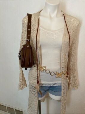 EARTHBOUND Cream Open-Knit Women’s Cardigan